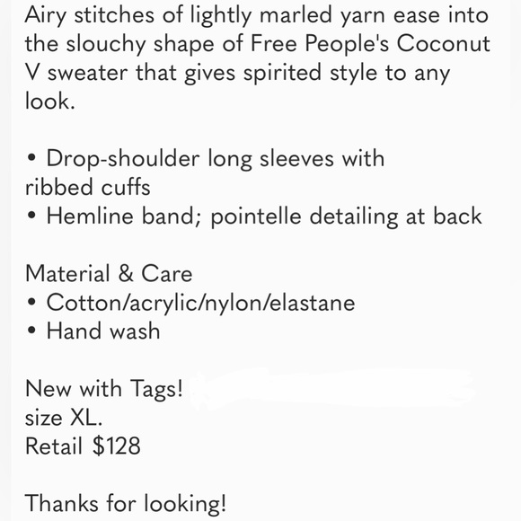 NWT Free People Coconut Loose Weave Sweater - Picture 9 of 16